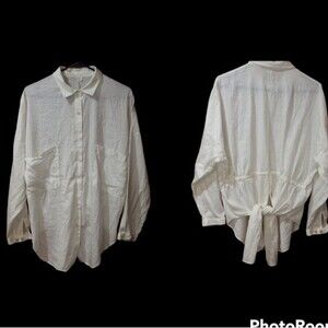 Rachel Rachel Roy White Button-Down Tie Back Loose Summer Top Medium